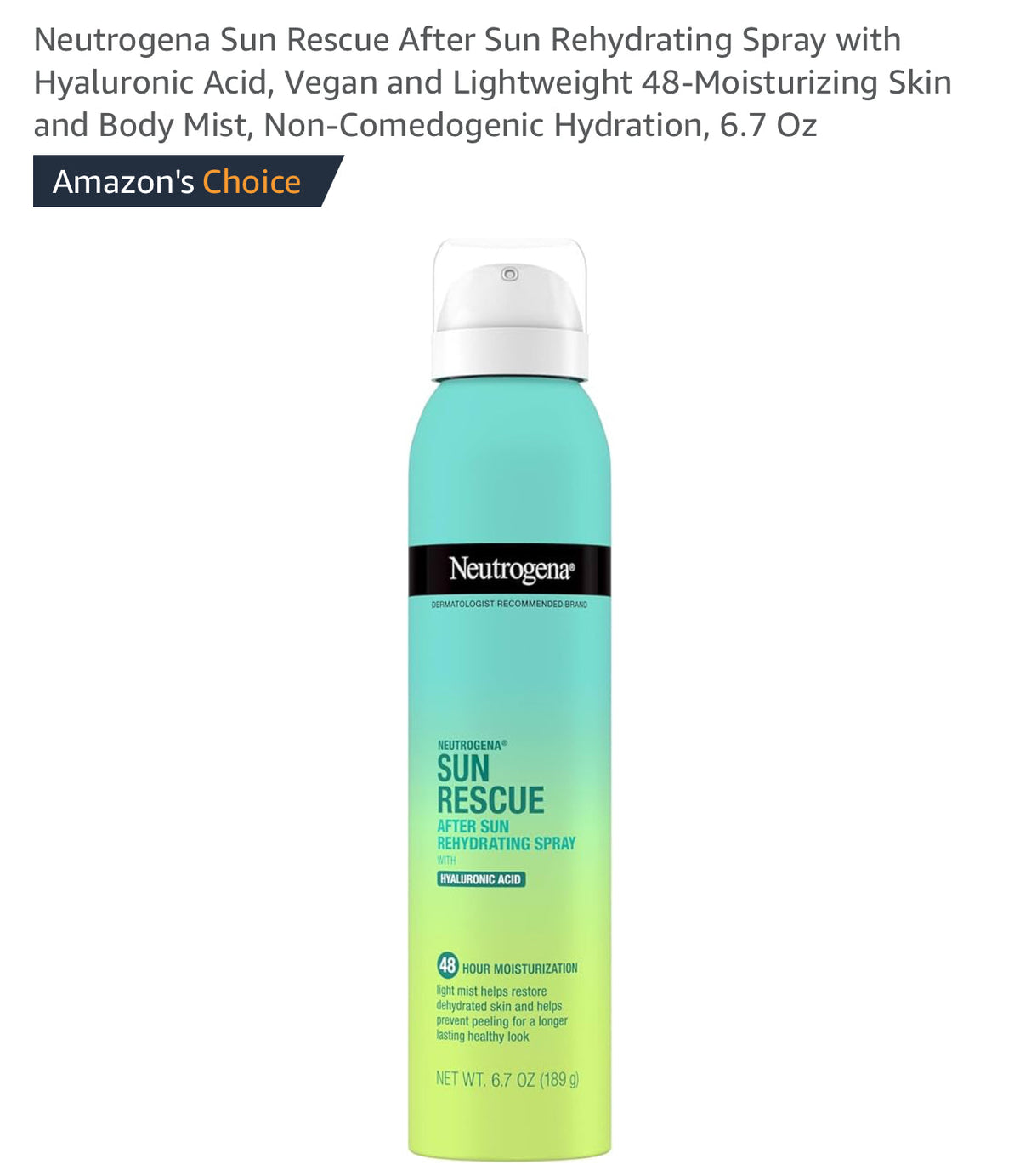 Neutrogena Sun Rescue After Sun Rehydrating Spray / Lotion