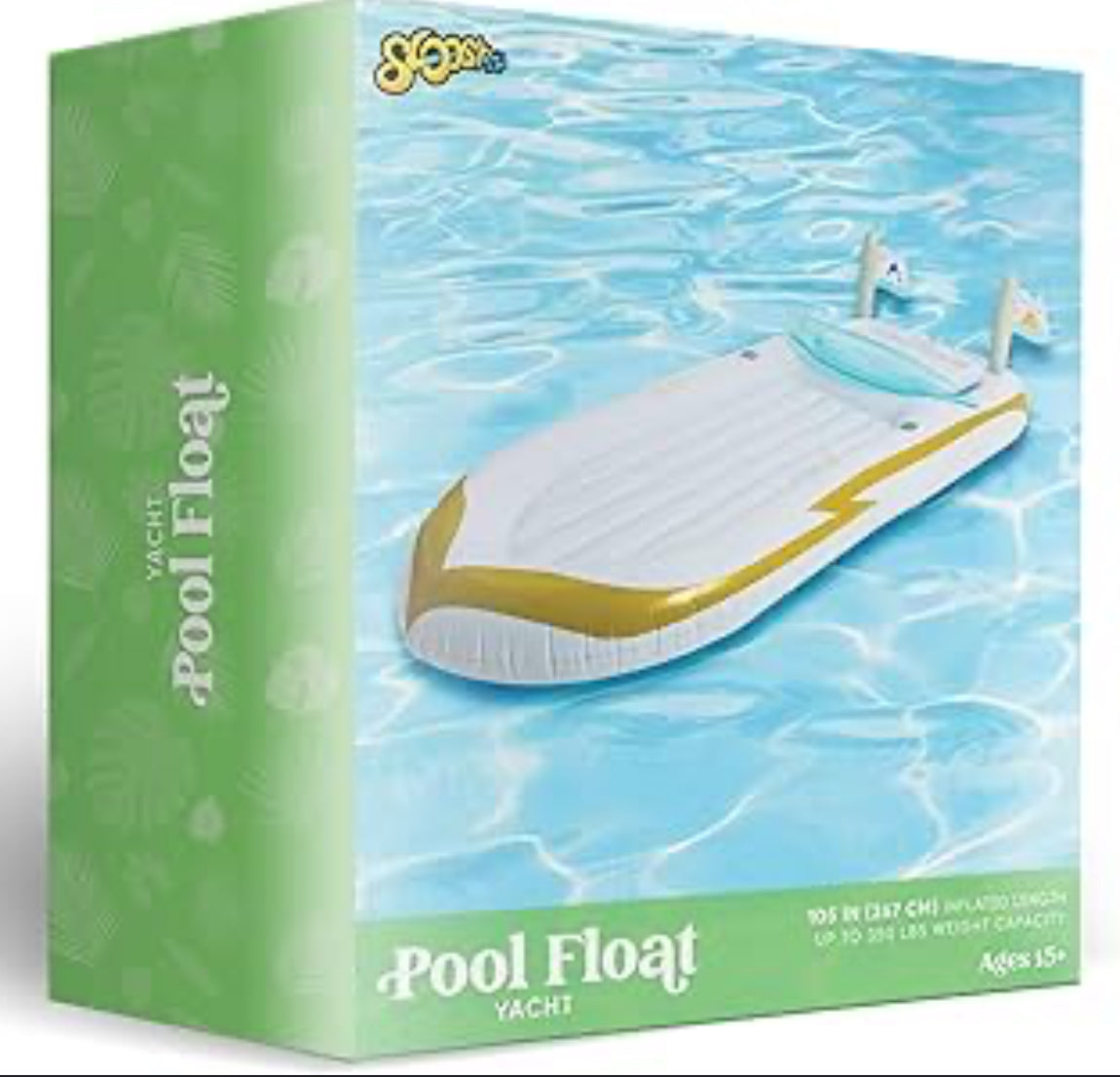 Yacht pool float w / cooler compartment, 350 pound capacity 8.75 feet long