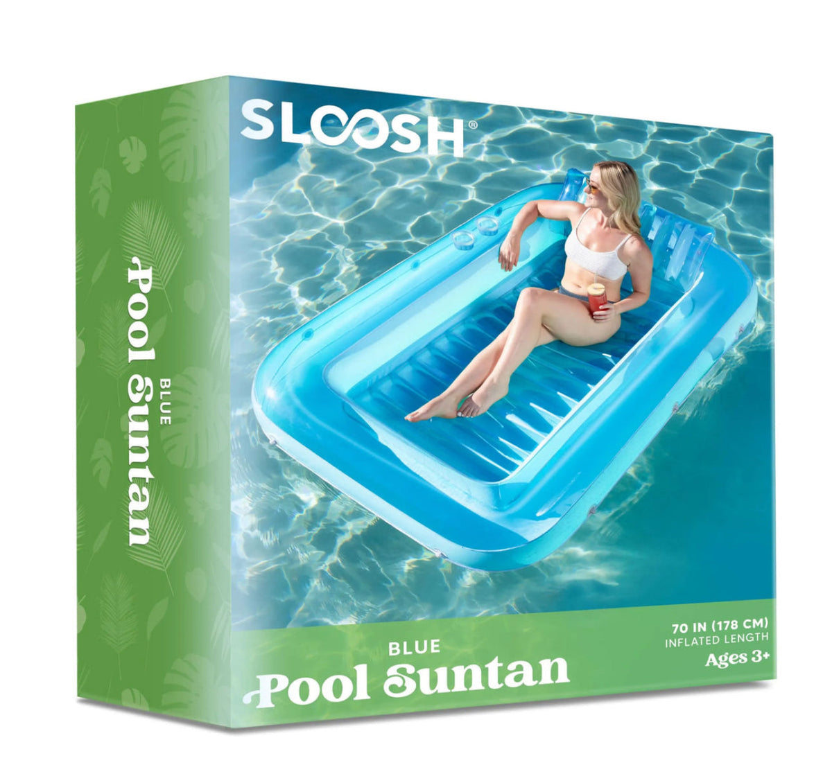 Green pool float 70 inches long 440 pound capacity with inflatable pillow