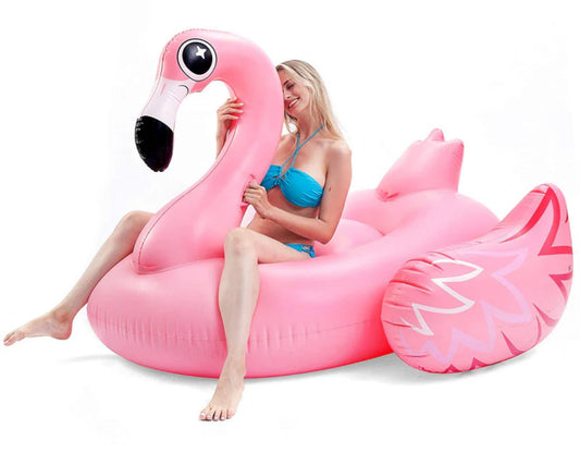 Giant pink flamingo pool float with handles 70 x 74“