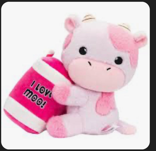 Pink “I love Moo” Cow, “Luv U” guinea pig