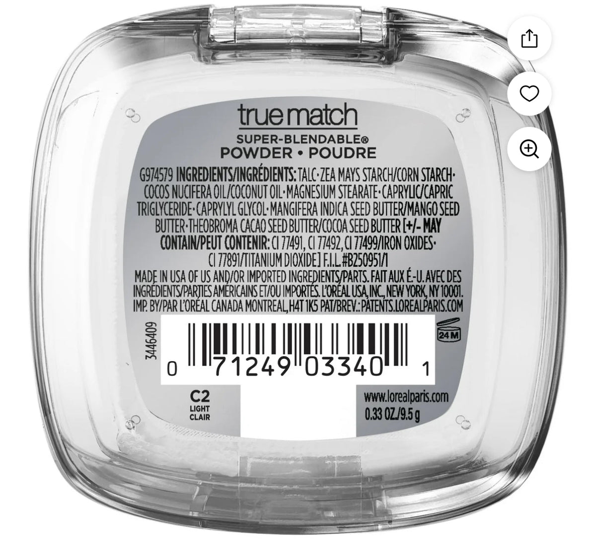 L'Oreal Paris True Match Super Blendable Oil Free Makeup Powder, Natural Ivory