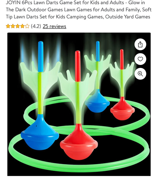 Glow in the dark outdoor Lawn dart set.