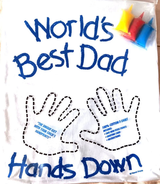 Worlds best Dad or Grandpa shirt with paint for hand prints. XL