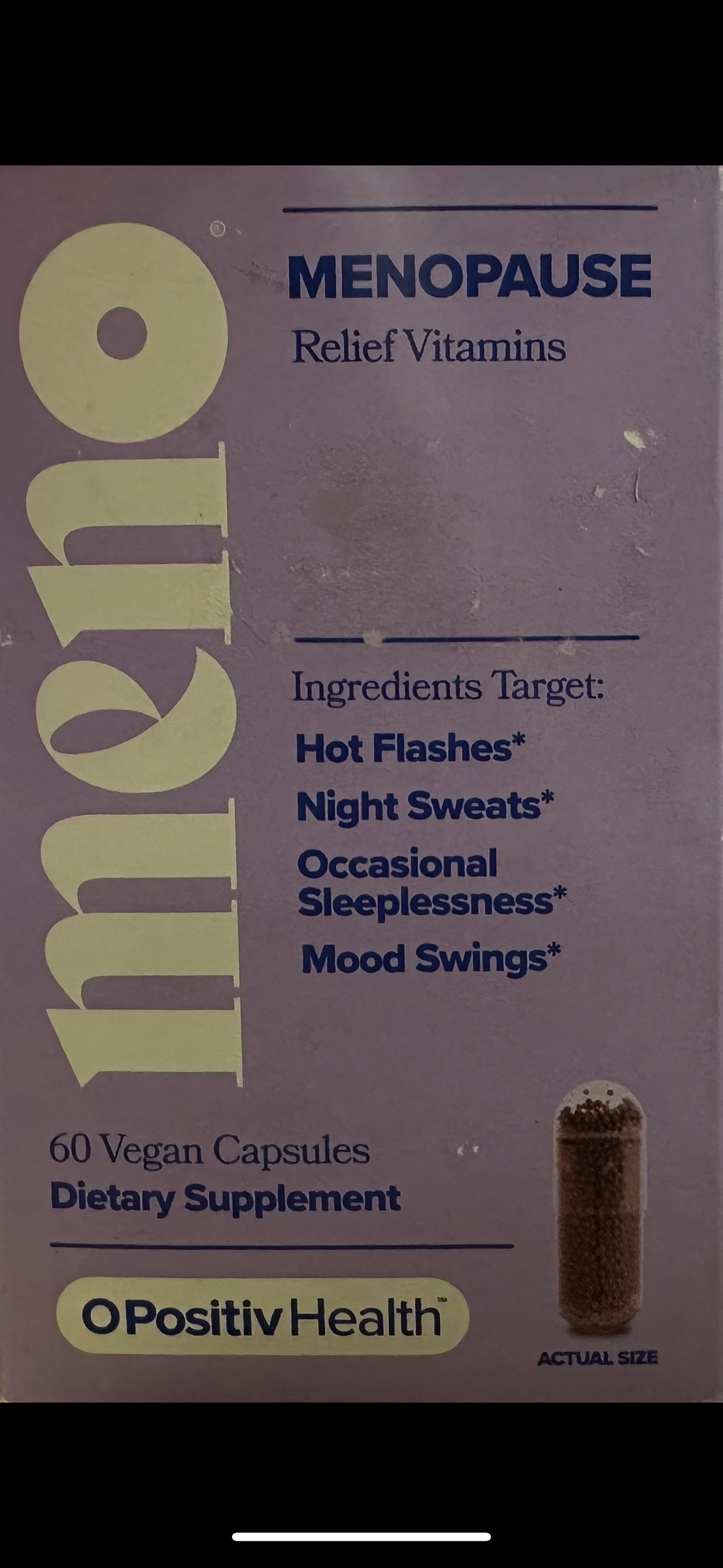 O Positiv MENO Menopause Vitamin Capsules for Women with Black Cohosh