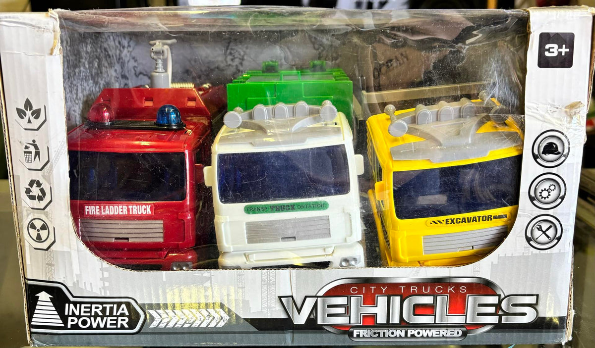 3 Pack Friction Powered City Vehicles