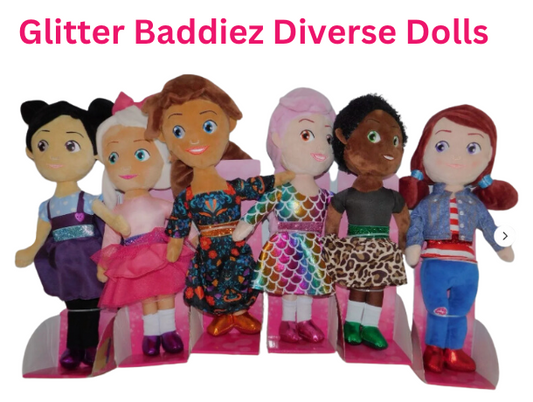 Glitter Baddiez Soft Plush Diverse Dolls 15"