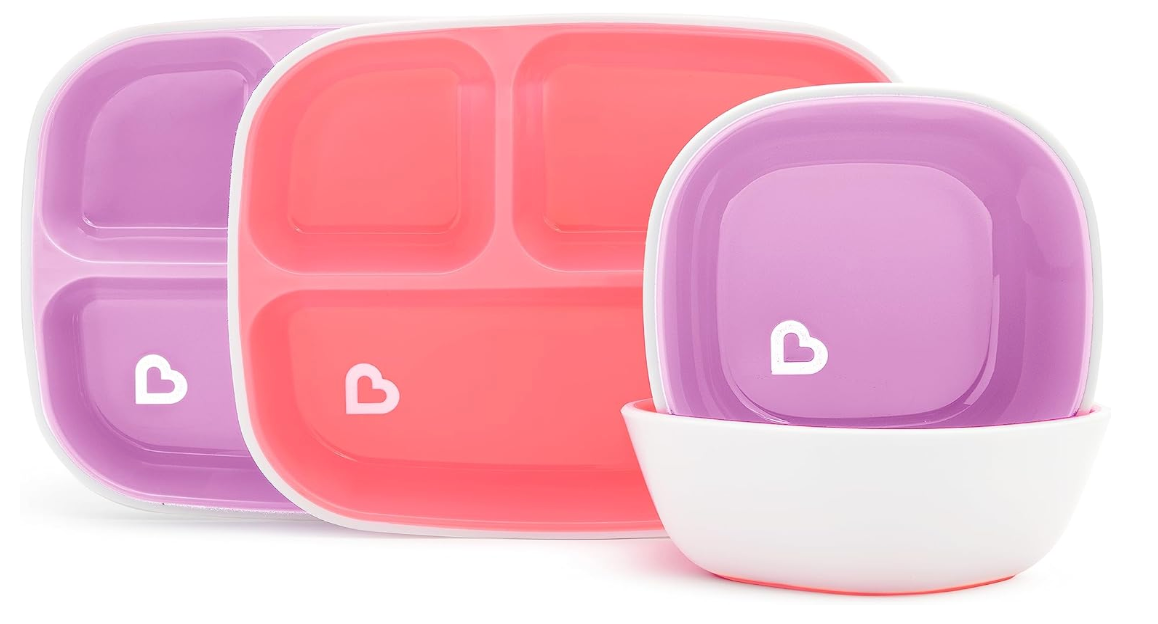 Munchkin SplashTM 4 Piece Toddler Divided Plate and Bowl Dining Set