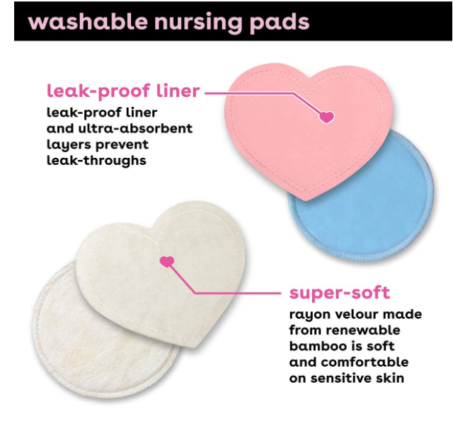 Bamboobies Women’s Nursing Pads, Reusable and Washable