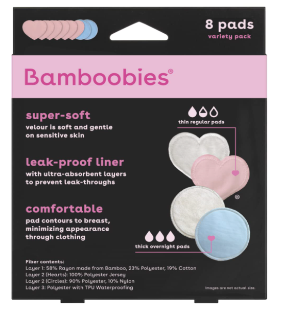 Bamboobies Women’s Nursing Pads, Reusable and Washable