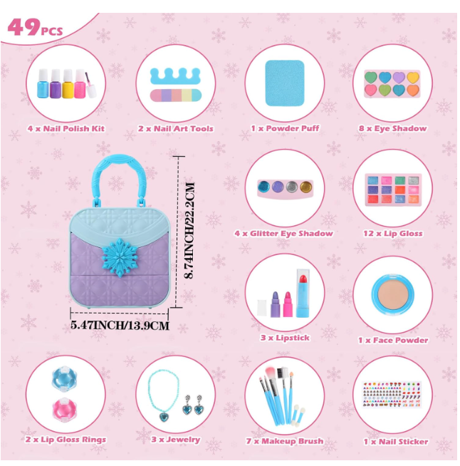 Frozen 49pcs Kids Makeup Kit for Pretend Play- Non-Toxic