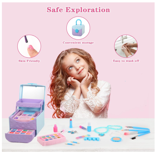 Frozen 49pcs Kids Makeup Kit for Pretend Play- Non-Toxic