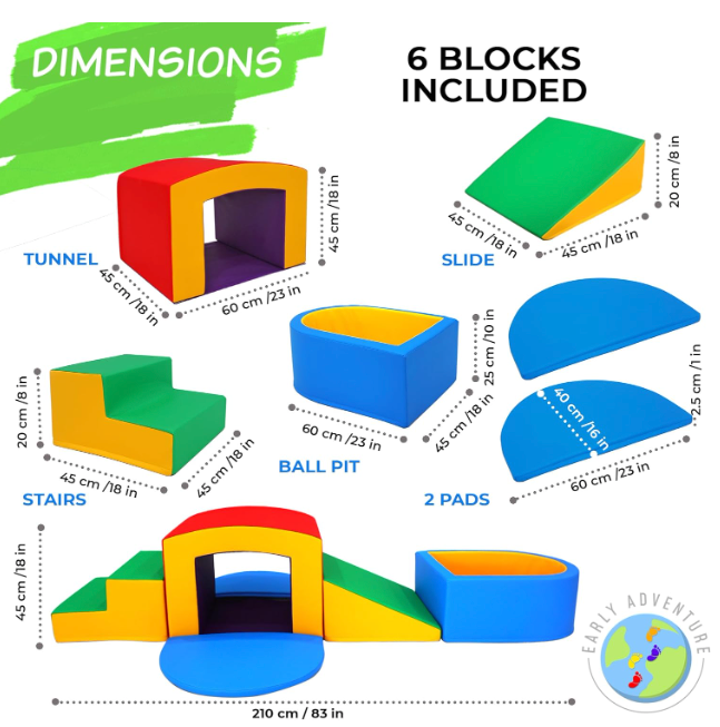 Early Adventure - Foam Climbing Blocks for Toddlers with Tunnel and Ball Pit