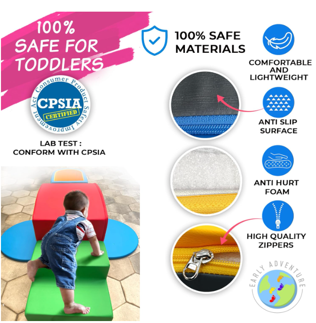 Early Adventure - Foam Climbing Blocks for Toddlers with Tunnel and Ball Pit