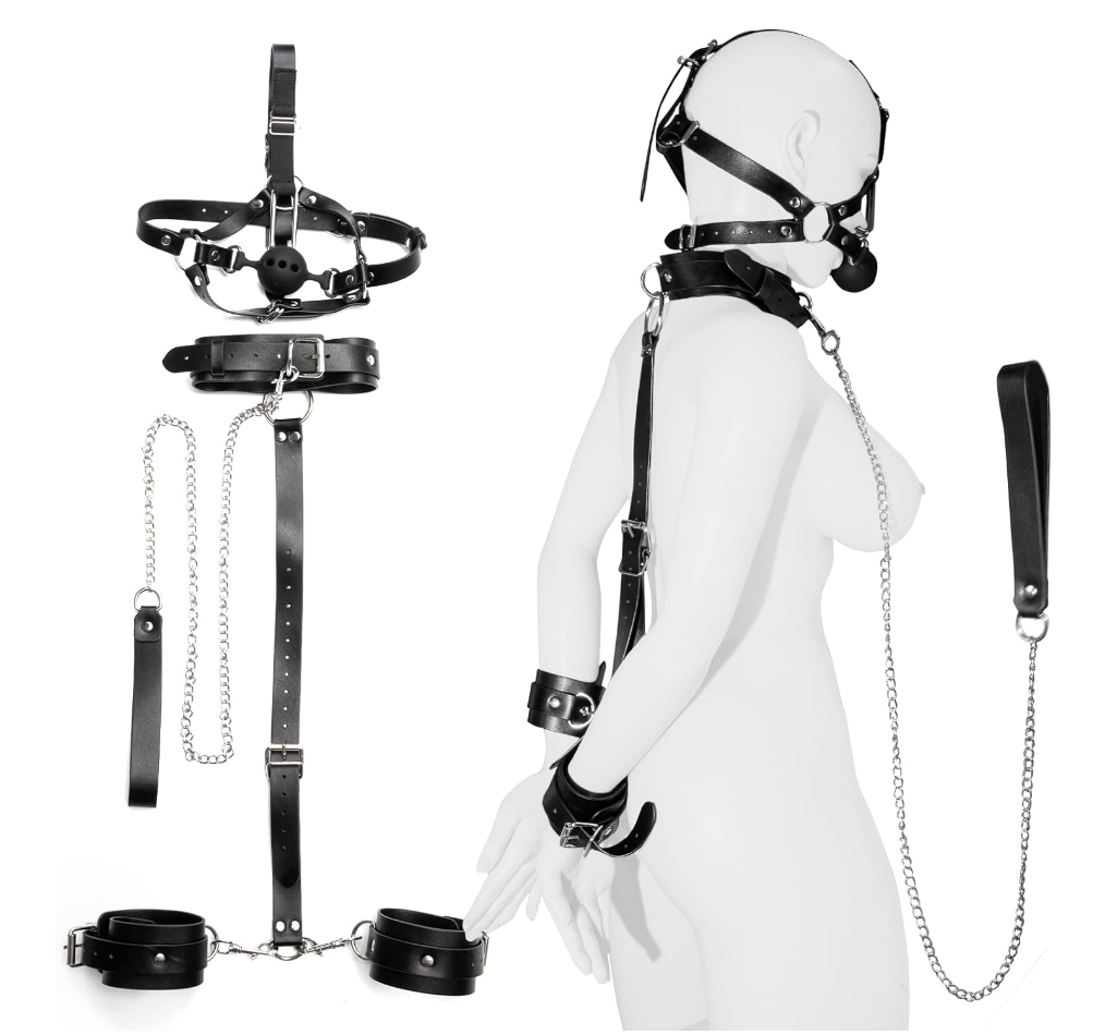 BDSM Bondage Set with Gag Ball and Nose Hook