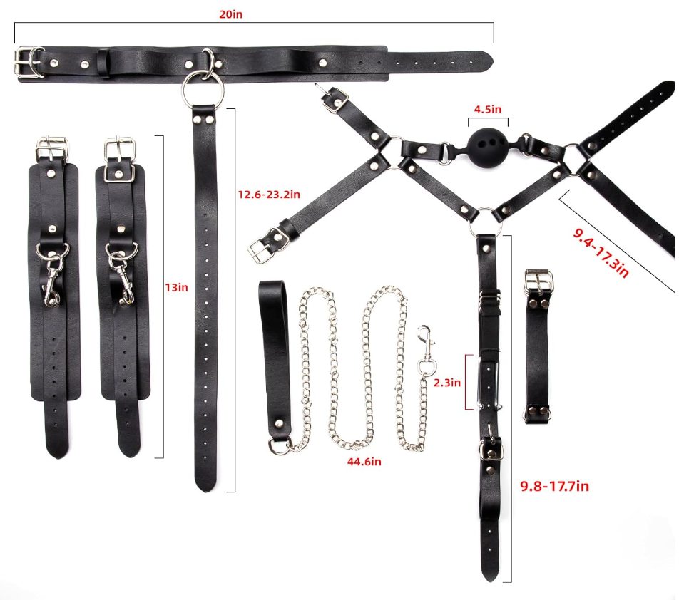 BDSM Bondage Set with Gag Ball and Nose Hook