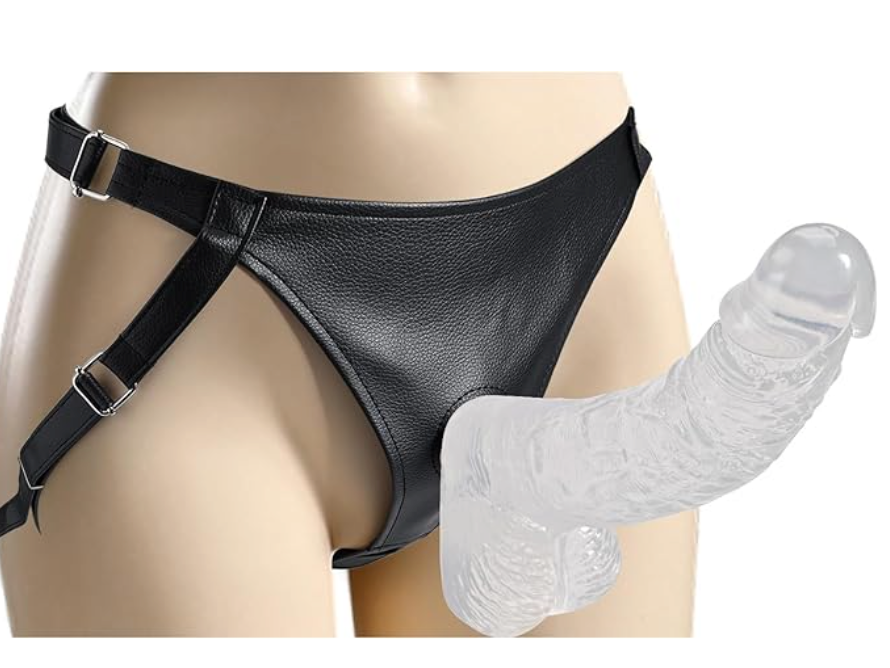 Clear Strap-on Dildo with Wearable Harness & Suction Cup