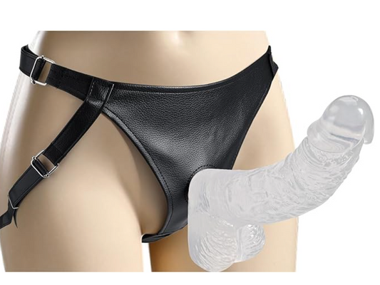 Clear Strap-on Dildo with Wearable Harness & Suction Cup