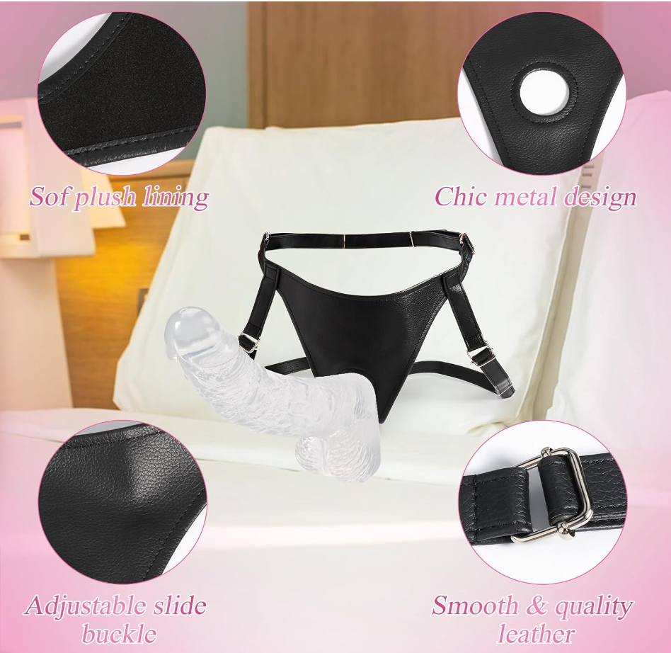 Clear Strap-on Dildo with Wearable Harness & Suction Cup