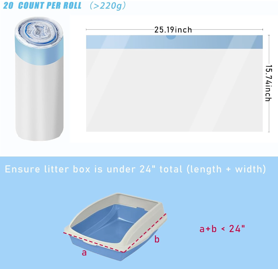 Cat Litter Bags with Drawstring - 60ct