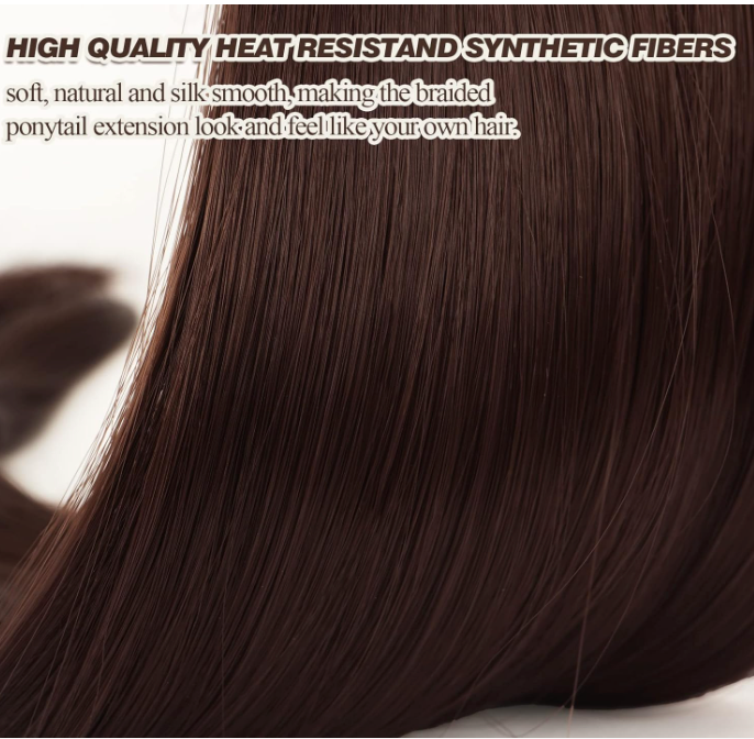 BARSDAR 30 Inch Long Braided Ponytail Extension with Hair Tie