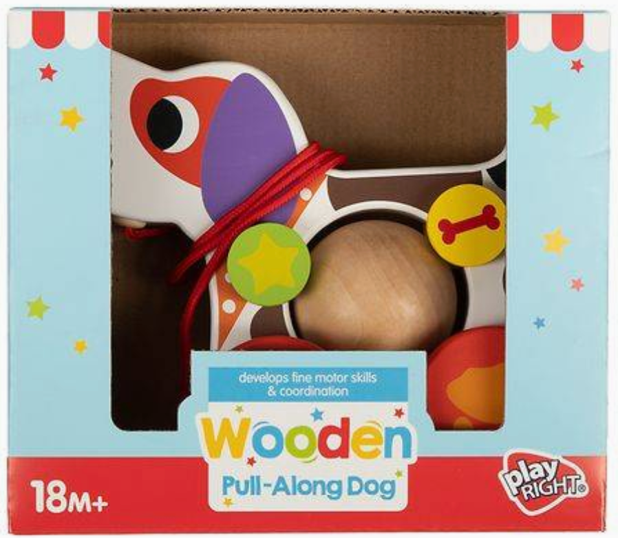 Playright Wooden Pull Along Dog