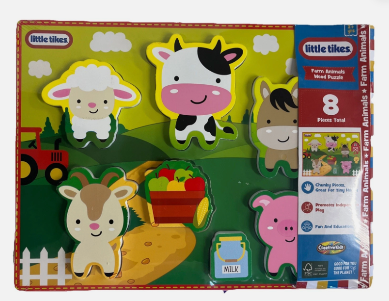 Little Tikes Transportation / Farm Animals Wood Puzzle 8 PCs