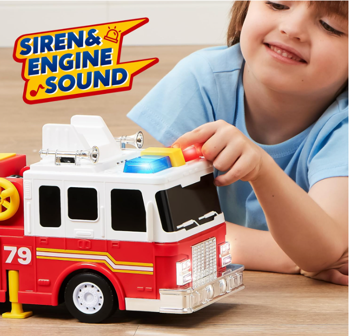 Extra Large Fire Truck Toy Lights, Realistic Sirens & Button