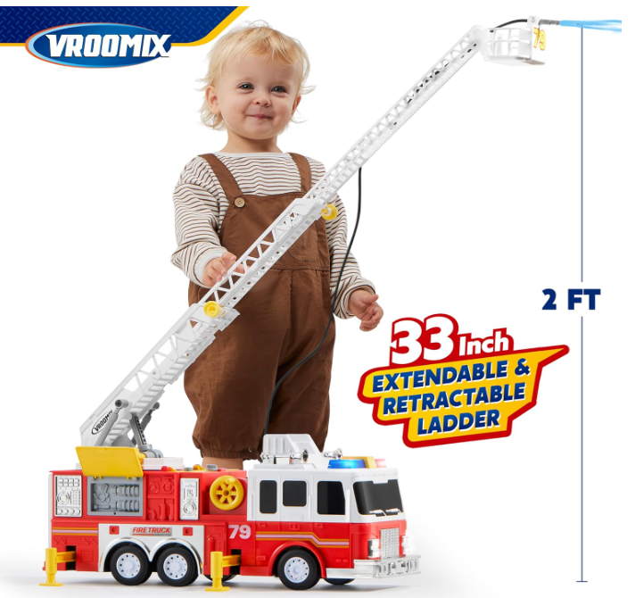 Extra Large Fire Truck Toy Lights, Realistic Sirens & Button