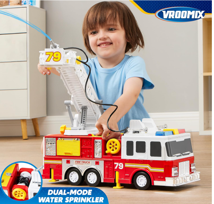Extra Large Fire Truck Toy Lights, Realistic Sirens & Button