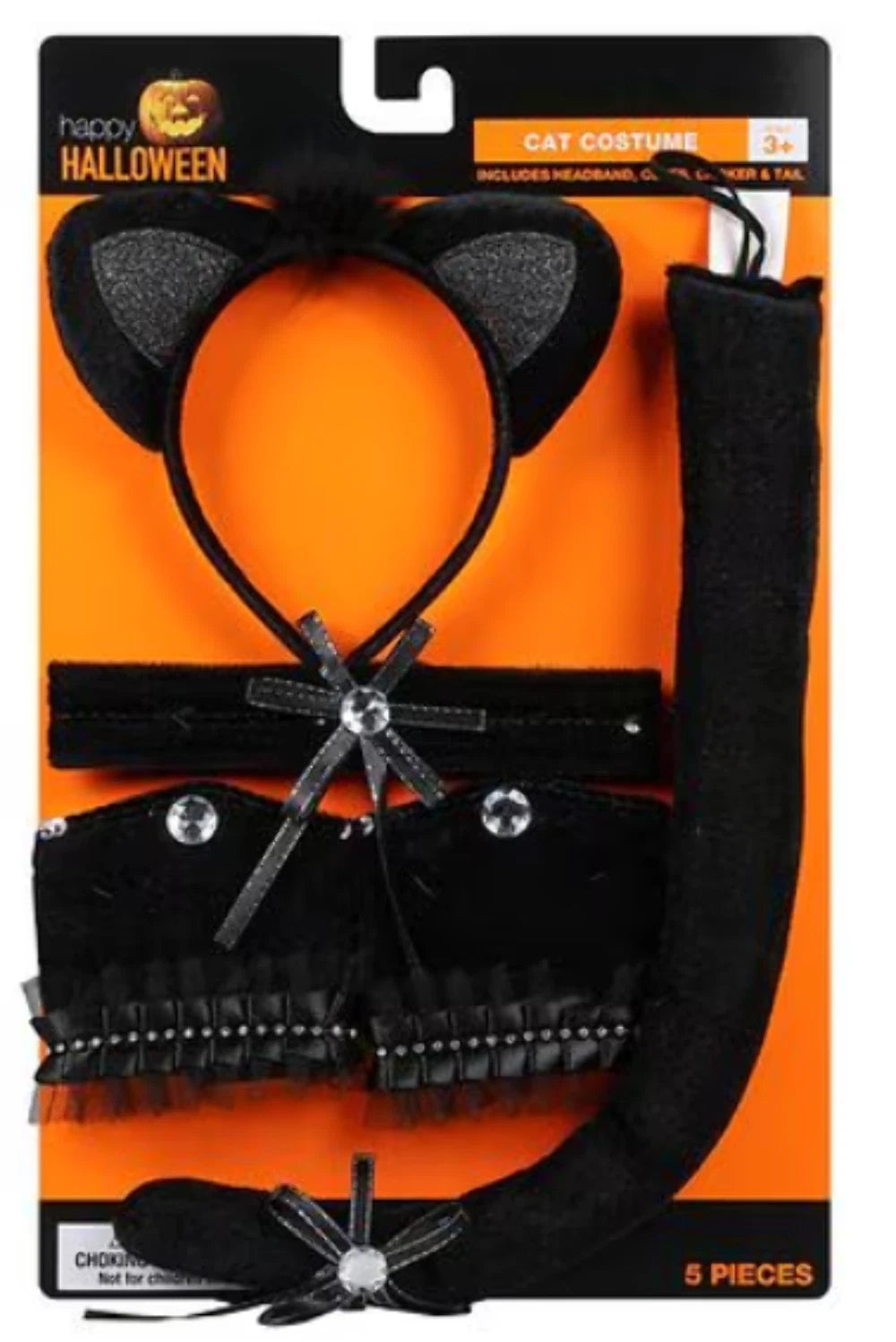 Halloween Black Cat Ears Headband with Bow, Costume Accessory