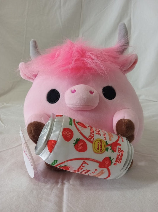 Zuru Snackles Ross the Pink Highland Cow Strawberry Milk 8-Inch Plush